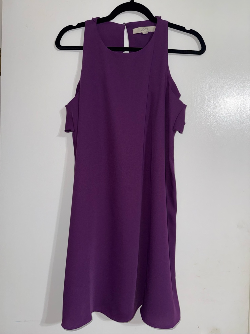 LOFT Petites SP Purple Sleeveless Ruffle Back Shift Dress